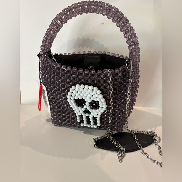Bouffants & Broken Hearts Skull Beaded Handbag by Kendra Dandy, Purple Acrylic - Picture 1 of 11